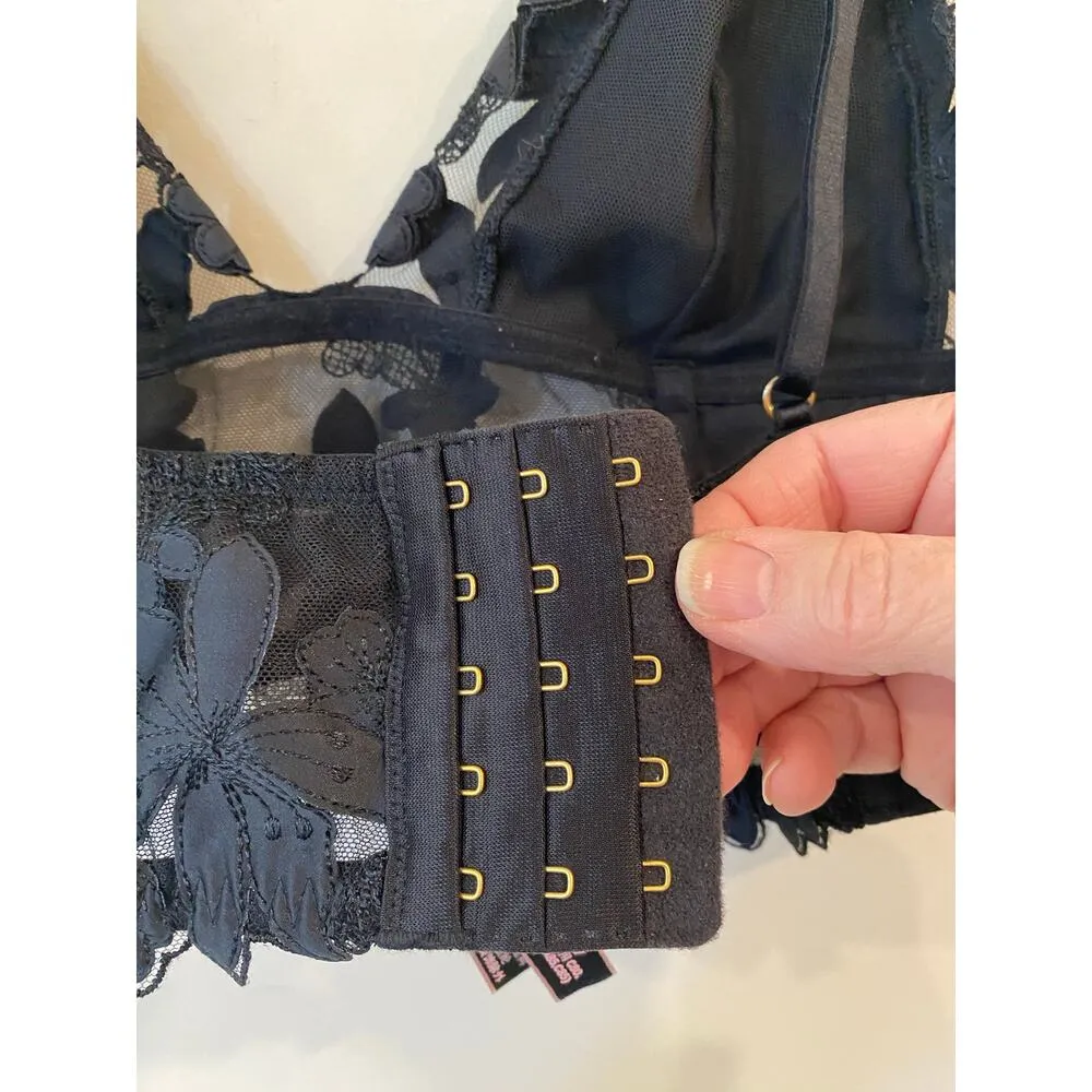 Victorias Secret Luxe Lingerie Long Line Floral Embroidered Bralette Black Large - Image 9