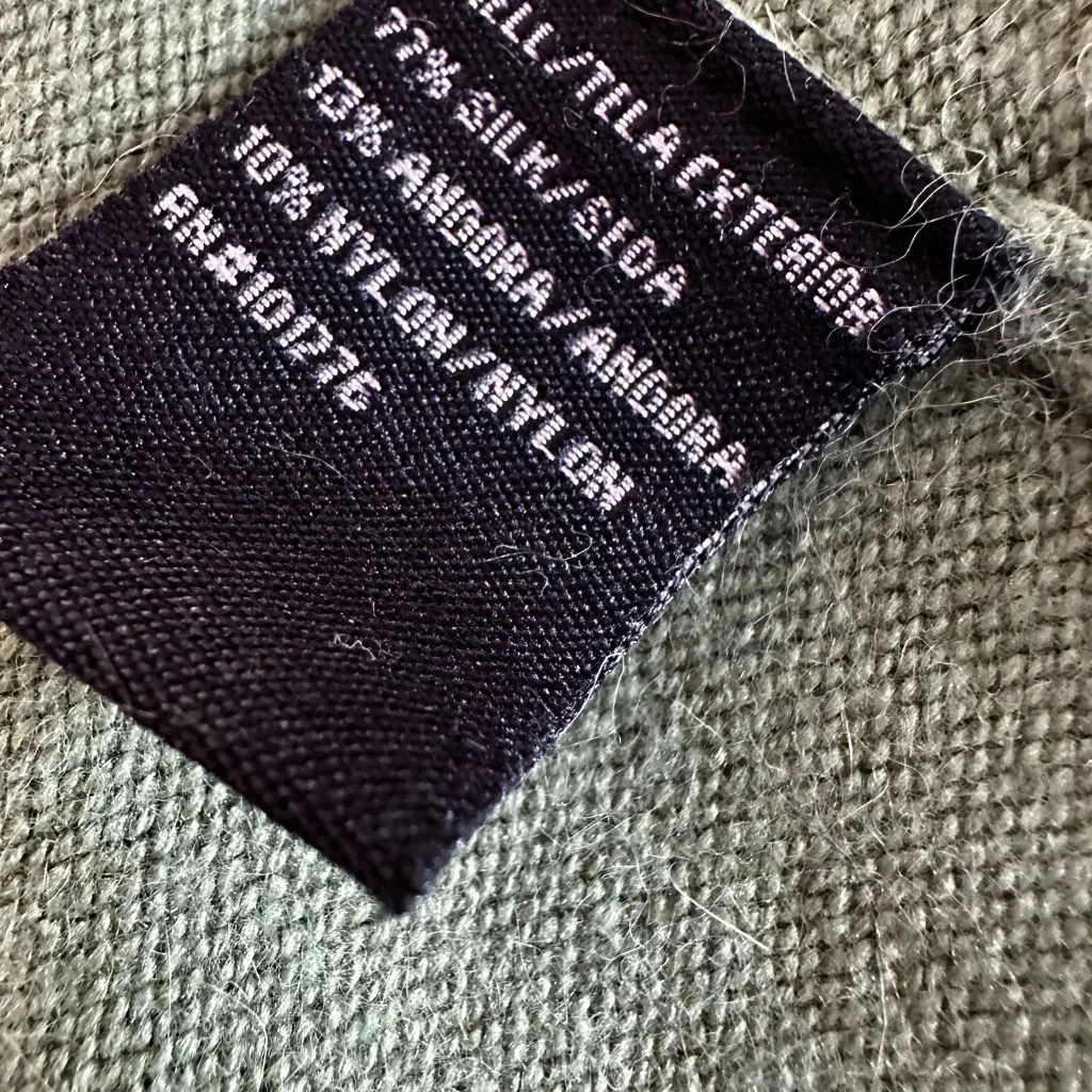 ECI New York Sz: XL Green/ Pink Silk Angora Open Cardigan w/ Pockets Bows Jewel. - Image 9