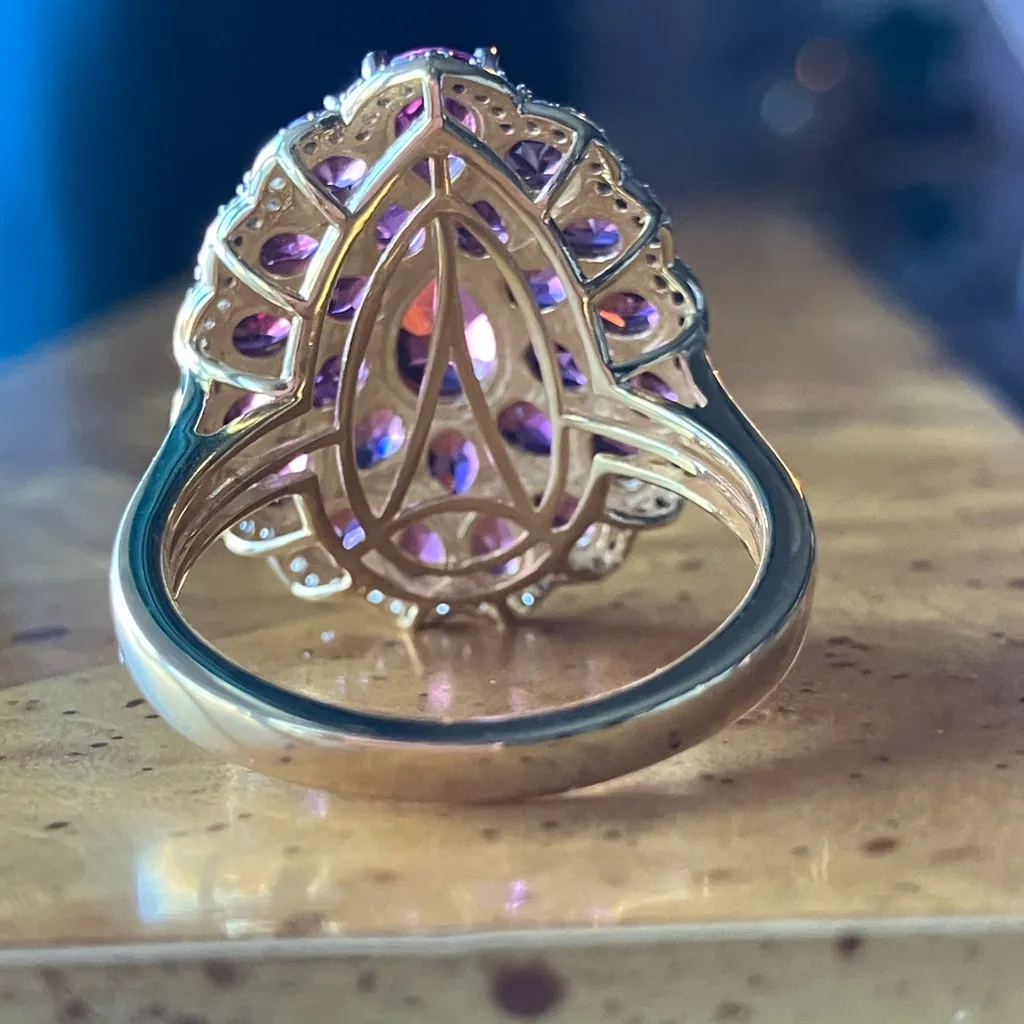 Tanzanian Wine Garnet Sterling Silver Ring Size 9 Gold - Image 5