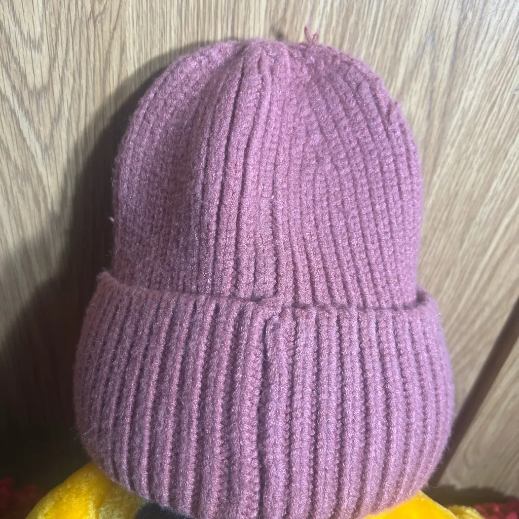 Steve Madden Ribbed Knit Beanie in Warm Brown - Image 2