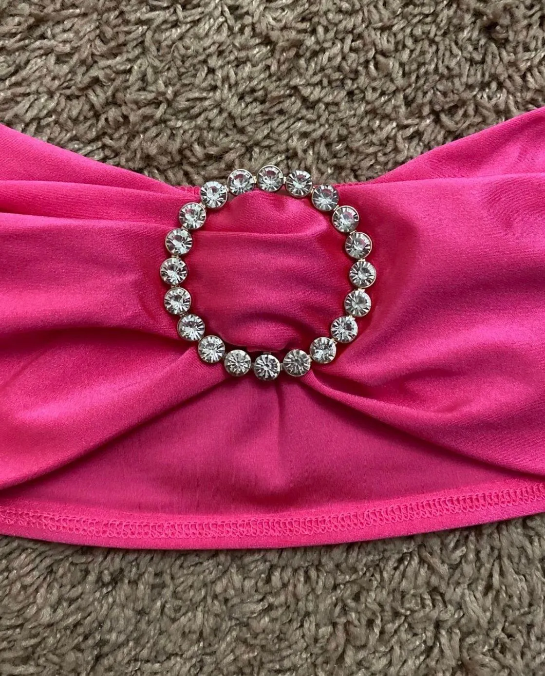 Bandeau Hot Pink Rhinestone Ring Top - Image 5