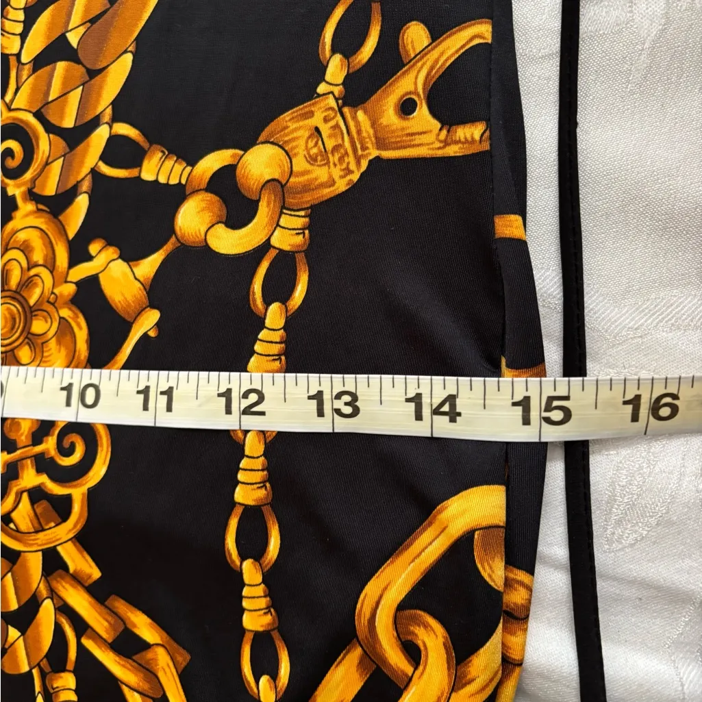Black and Gold Chain Print Slip Dress L NWT Size L - Image 3