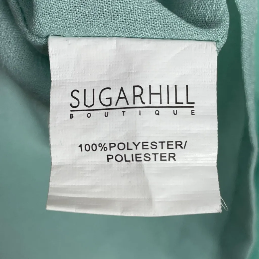 Sugarhill ModCloth Babydoll Dress Panda Pattern Size 6 Ruffle Skirt Teal‎ Green - Image 13