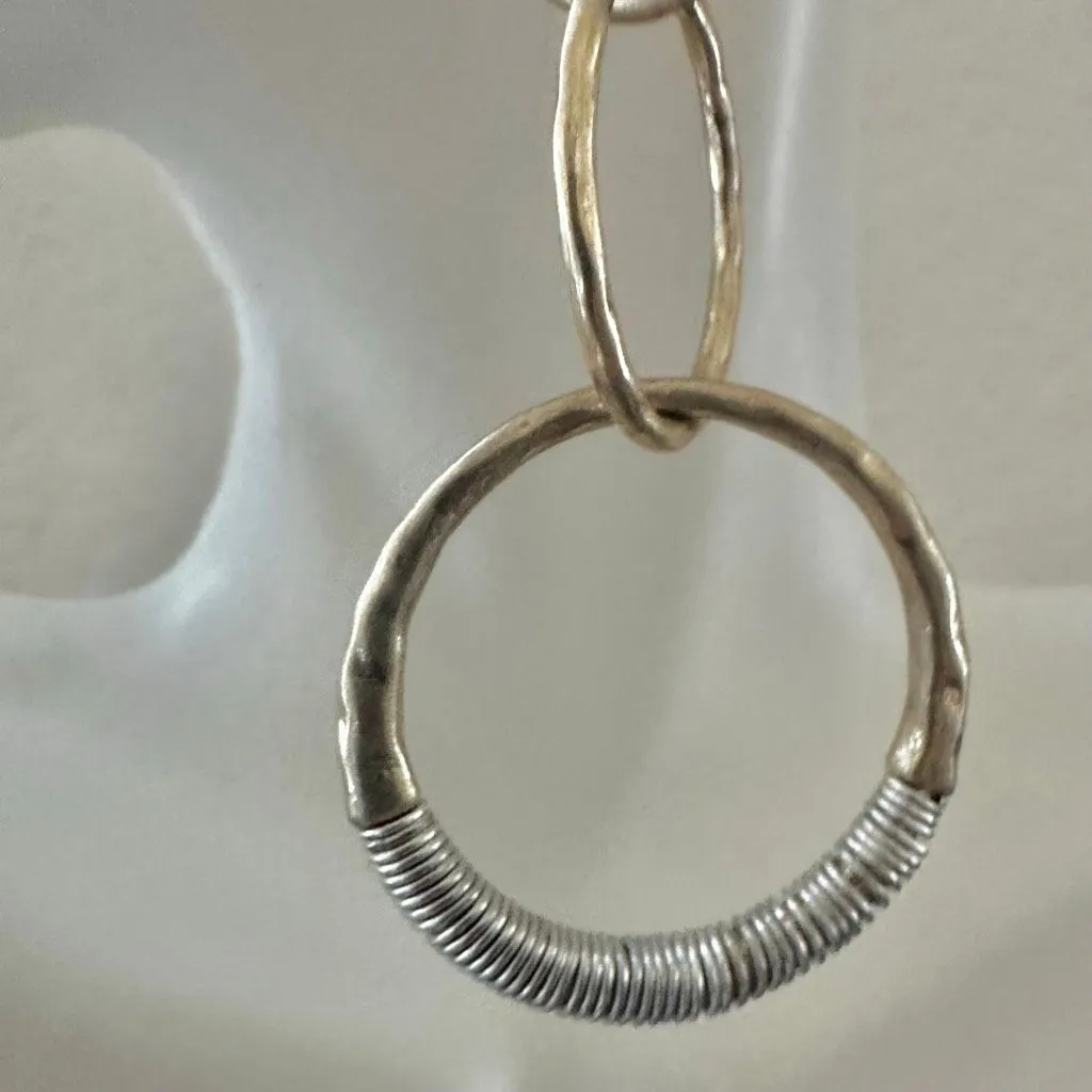 Boho Hammered circle Statement Earrings – Gold & Silver Tone - Image 4