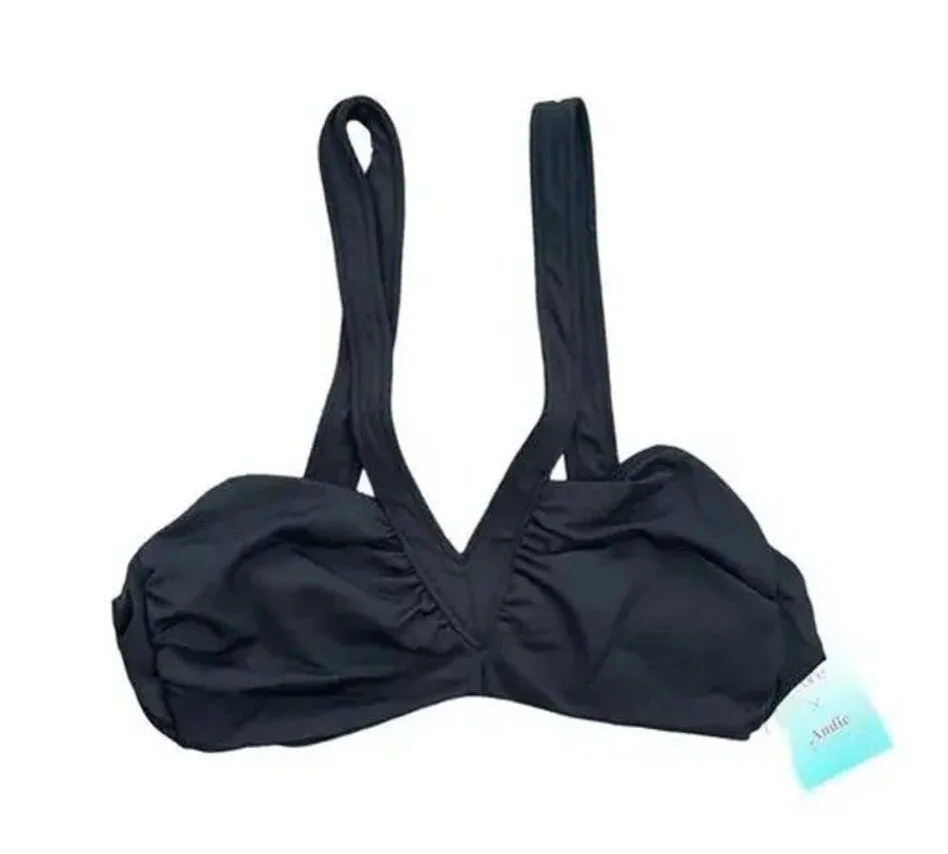 Andie Swim x Demi Moore The Monaco Bikini Top in Black S NWT - Image 3