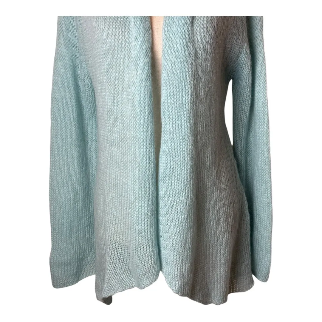 Wooden Ships Sweater Women Medium Blue Mohair Wool Blend Cardigan Preppy Outdoor - Image 6