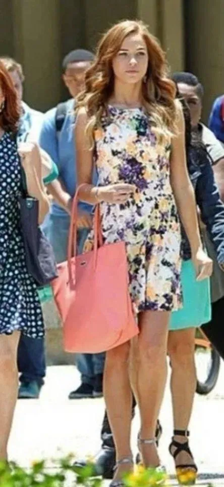 Maeve Anthropologie Neon Floral Printed Fit and Flare Dress Pebble Texture 4P - Image 4