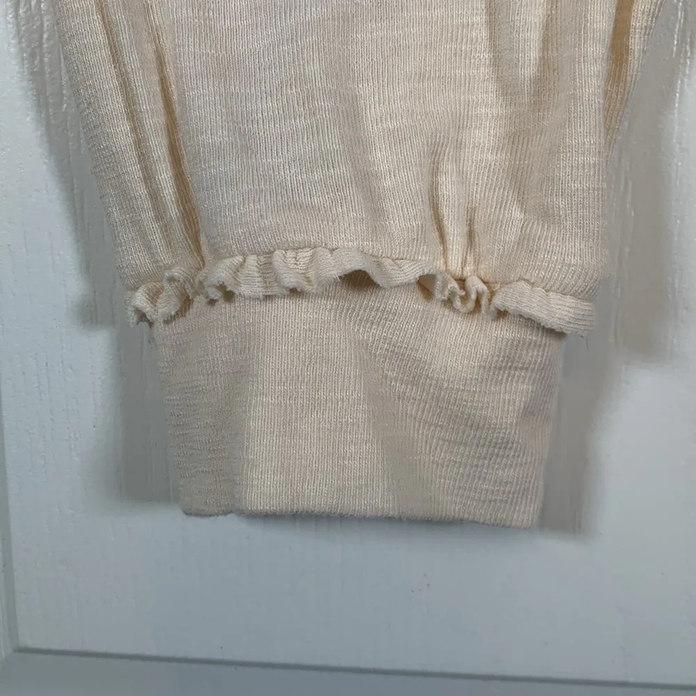 LC Lauren Conrad Peasant L/S Cream Knit Ruffle Trim Size 1X EUC #VEG-0041 - Image 5