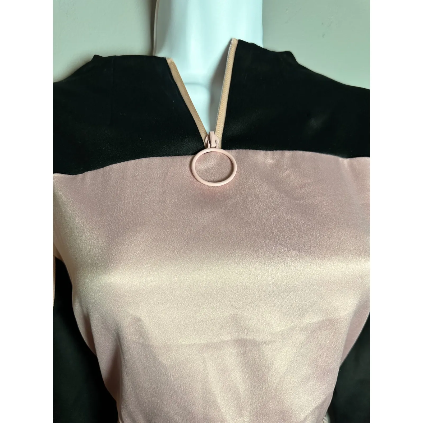 Urban Revivo Mini‎ Dress Pink Black Long Sleeve Smocked Waist Party Size 6 - Image 3