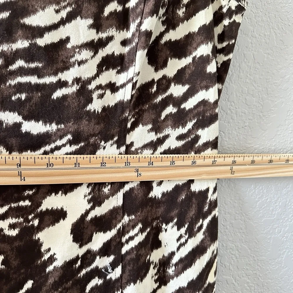 Michael Kors Brown & Cream Abstract‎ Print Bodycon Dress SZ 12 Old Money Chic - Image 15