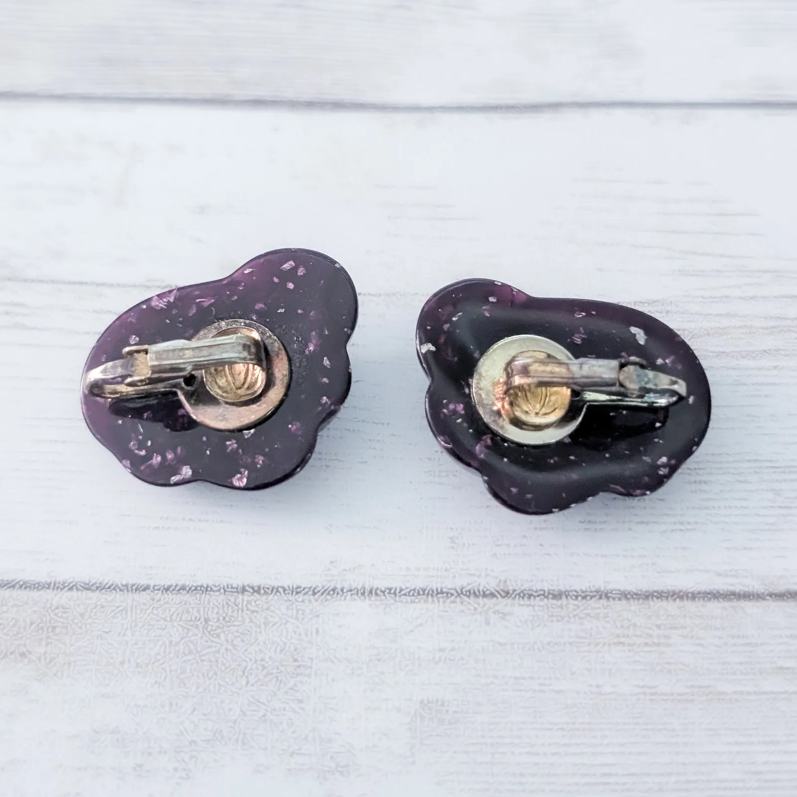 Vintage Clip On Earrings Retro Large Dark Purple Statement - Image 8