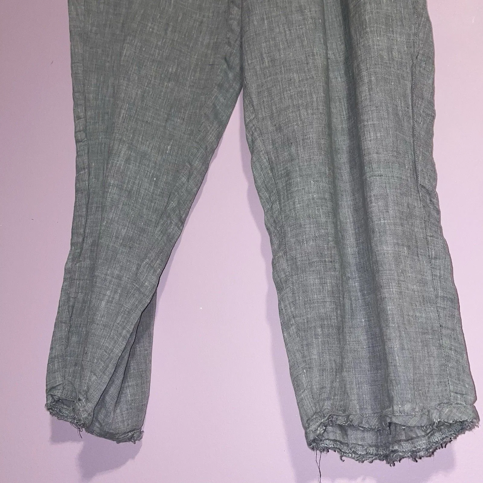 Eileen Fisher Organic Linen Pants Women M Pull On Lagenlook Frayed Sustainable - Image 3