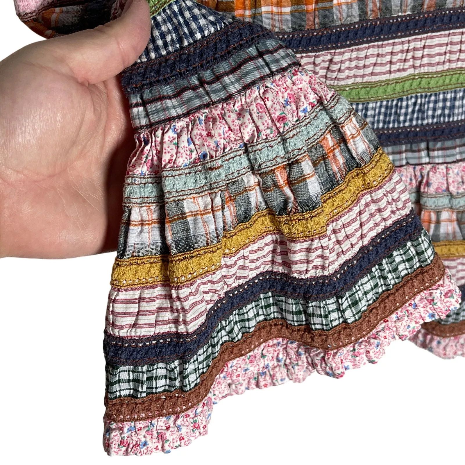 ANTHROPOLOGIE ODILLE Women’s Boho Mixed Media Lace Trim Flounce Skirt - Image 4