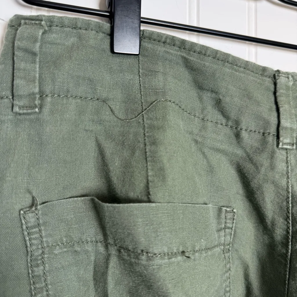 GAP Wide Leg Linen Cotton Blend Army Green High Rise Pants Women’s Size 4 - Image 8