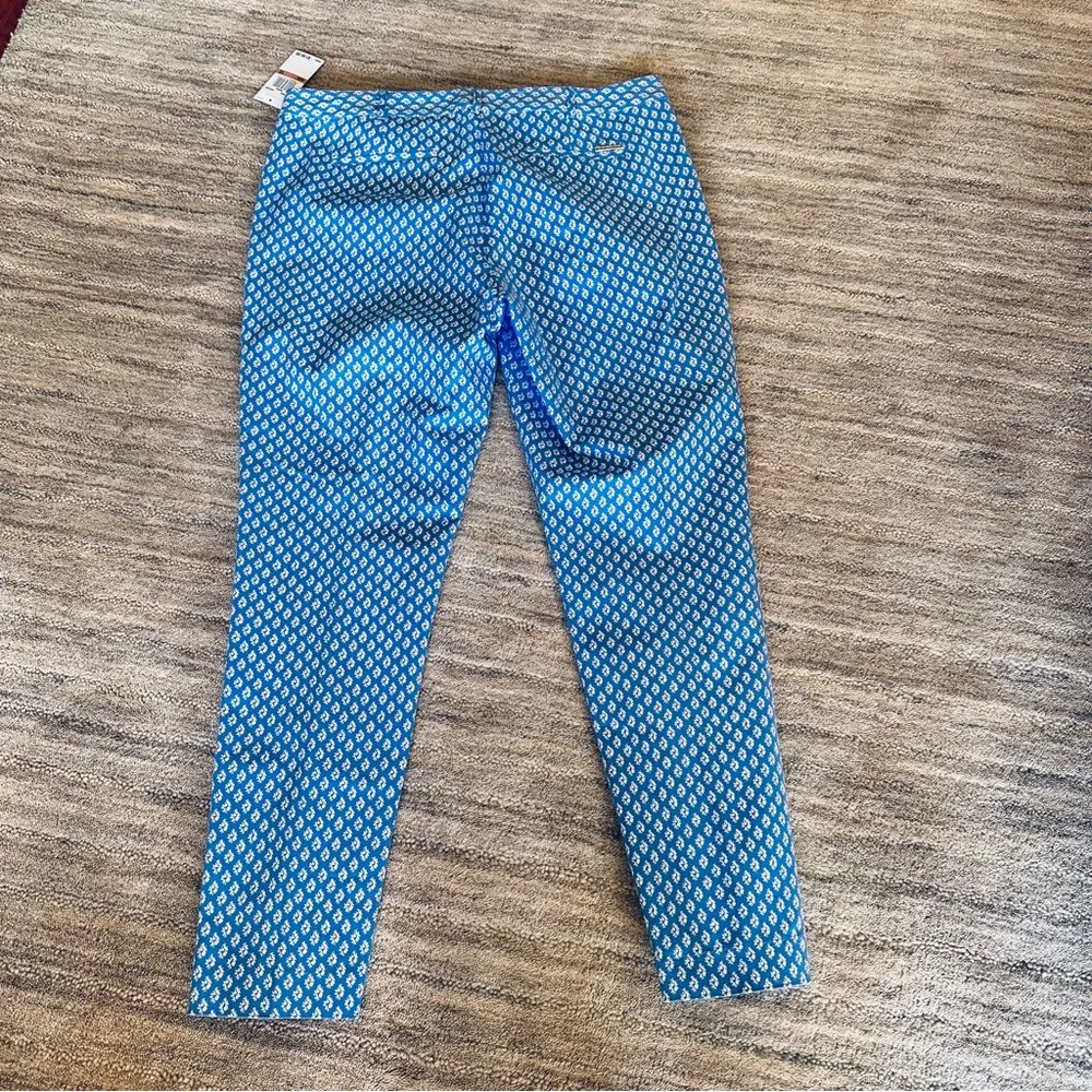Michael Kors Blue & White Pattern Size 12 Casual Pants - Image 2