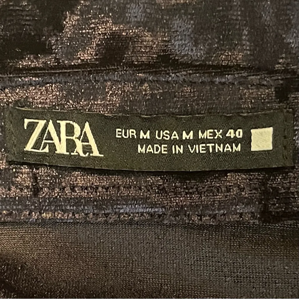 ZARA Blue Velvet Buttoned Down Skirt Size M - Image 8