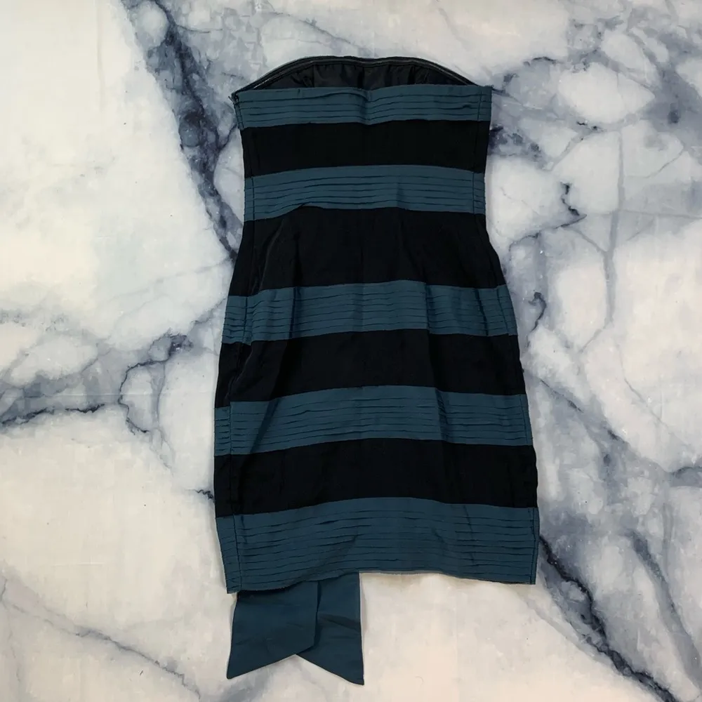Anthropologie Hitherto Blue/Black Striped Strapless Dress w/Bow Size 4 - Image 8