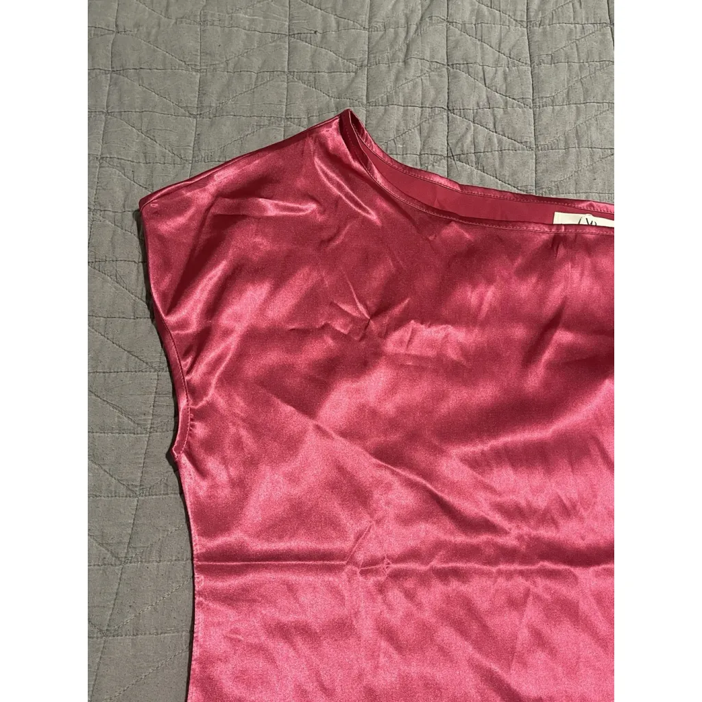 Vidussa Off Shoulder Top Womens Size L Pink Shimmer Tie Sleeve Short Sleeve NWT Size L - Image 3