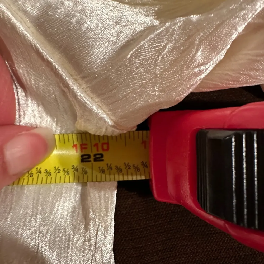 Pat Spratt Cream Satin Vintage High Neck Buttons Tie In Front.Wide Sleeves Sz 16 - Image 14