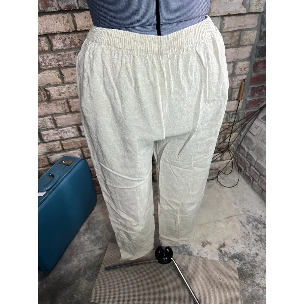 sweater pants set linen blend monochromatic tan Size L - Image 5