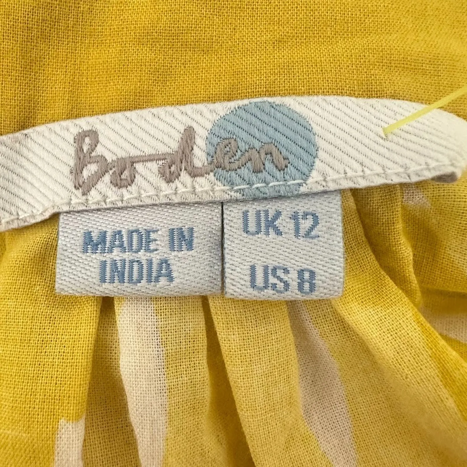 Boden Cotton Tunic Dress Geometric Casual Beaded Yellow Size 8 Lightweight - Image 6