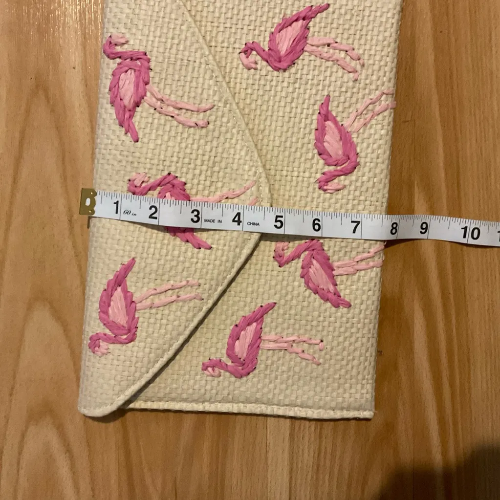 Pink Flamingo Clutch straw raffia beach‎ cruise - Image 3