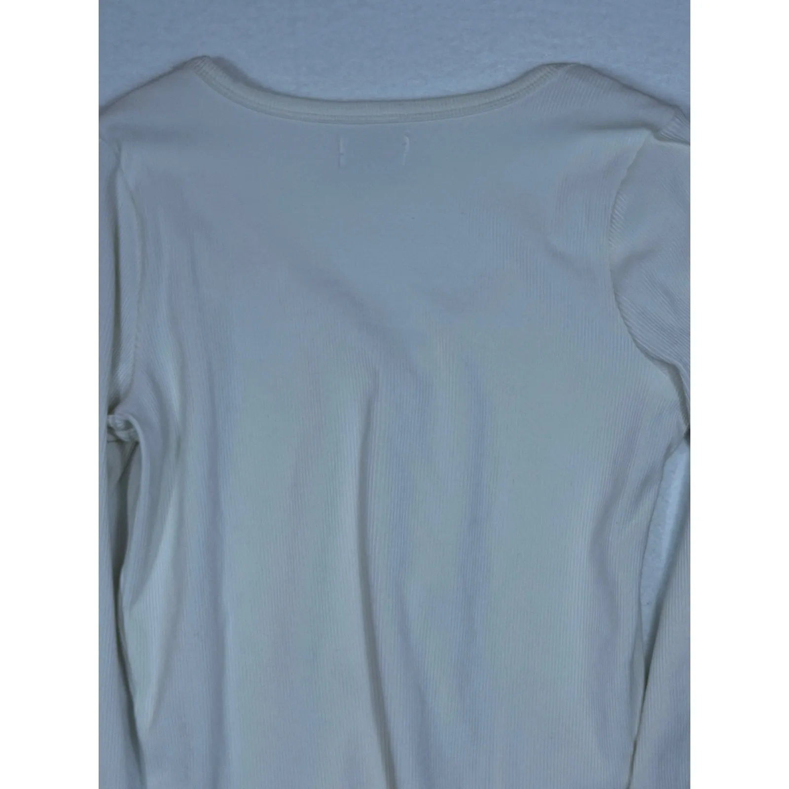 Hollister Ribbed Henley Long Sleeve Top Cream White Size Small buttons - Image 7