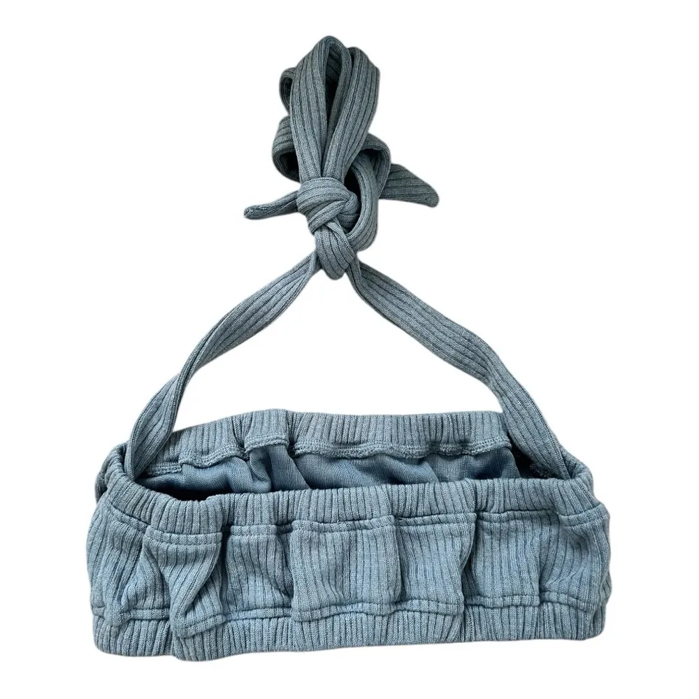 WeWoreWhat Halter Bra Top in Storm Size Medium, ribbed knit fabric & elastic - Image 6