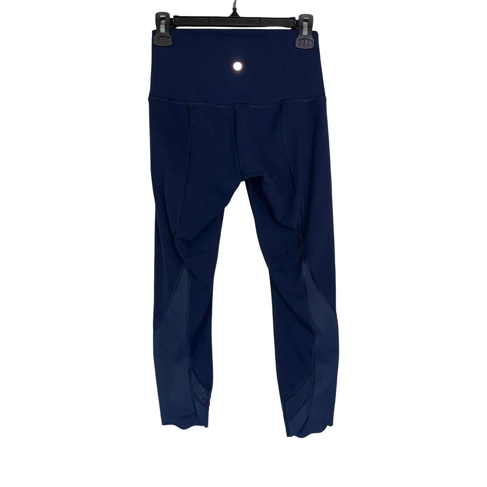 Lululemon Navy High Rise Crop Leggings Mesh Panel Athletic Yoga Size Measured - Image 4