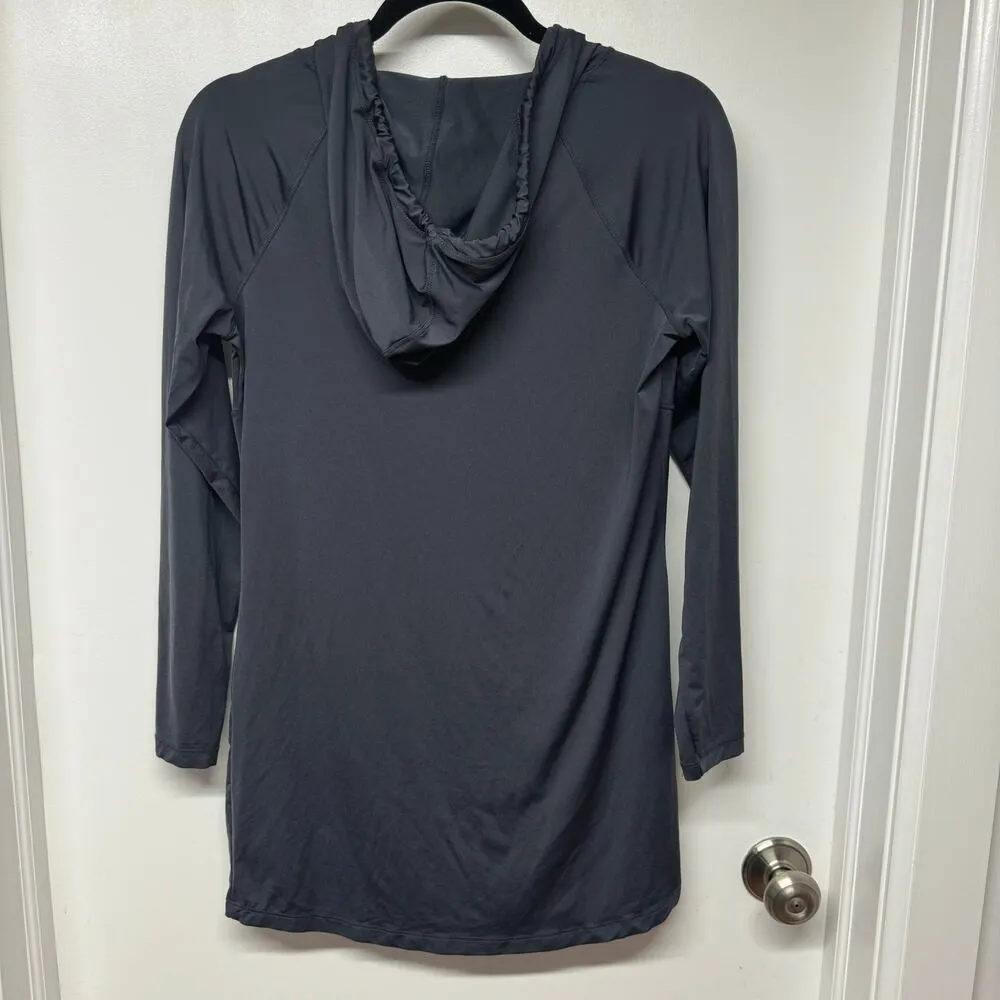 LL Bean Womens Charcoal Gray Pullover Dry Fit Tunic Hooded Long Sleeve Size XS - Image 2