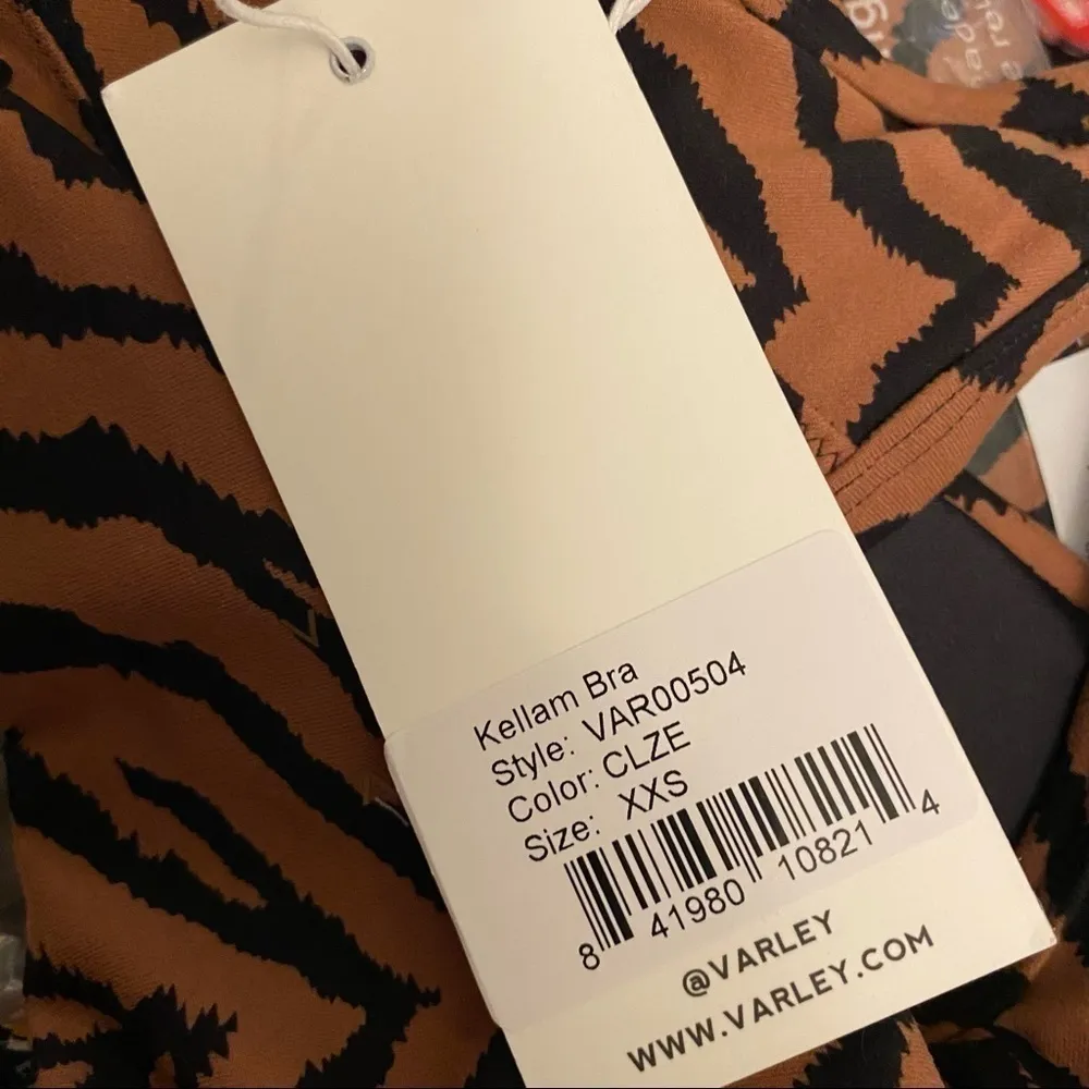 Varley Kellam Sports Bra Medium Impact in Clay Zebra XXS - Image 5