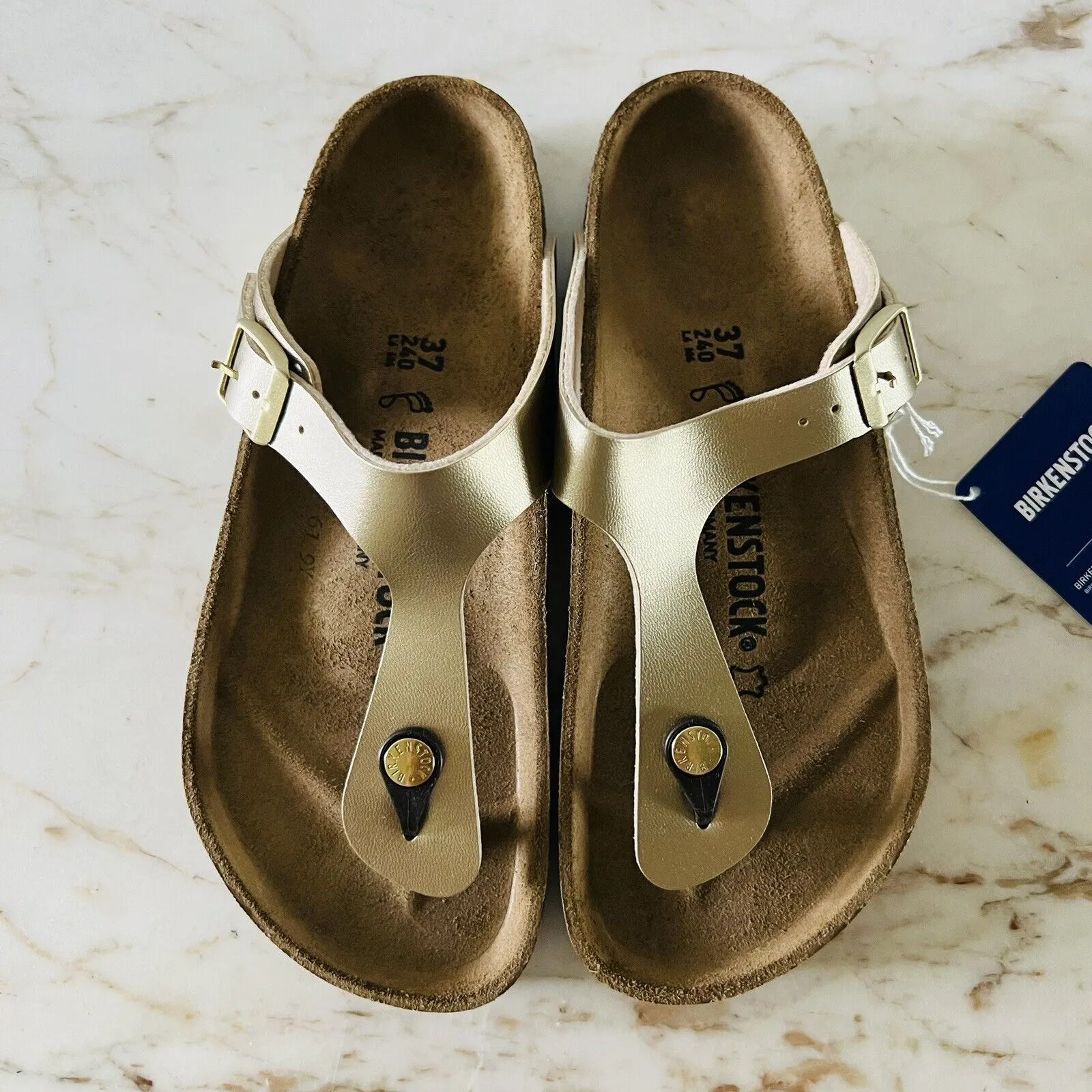 BIRKENSTOCK Gizeh Gold Birko-Flor Slide Slippers - 37 EU - Image 2