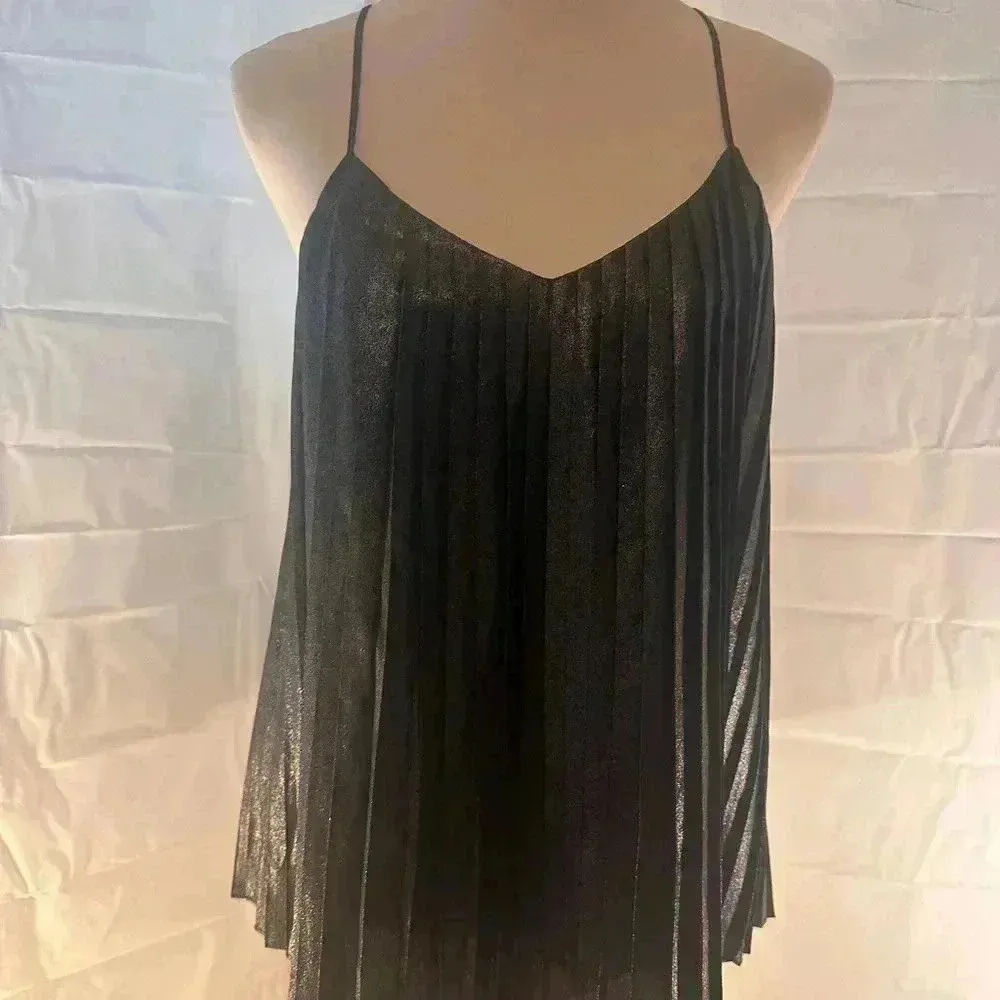 Express Black Pleated Spaghetti Strap Top - Image 6