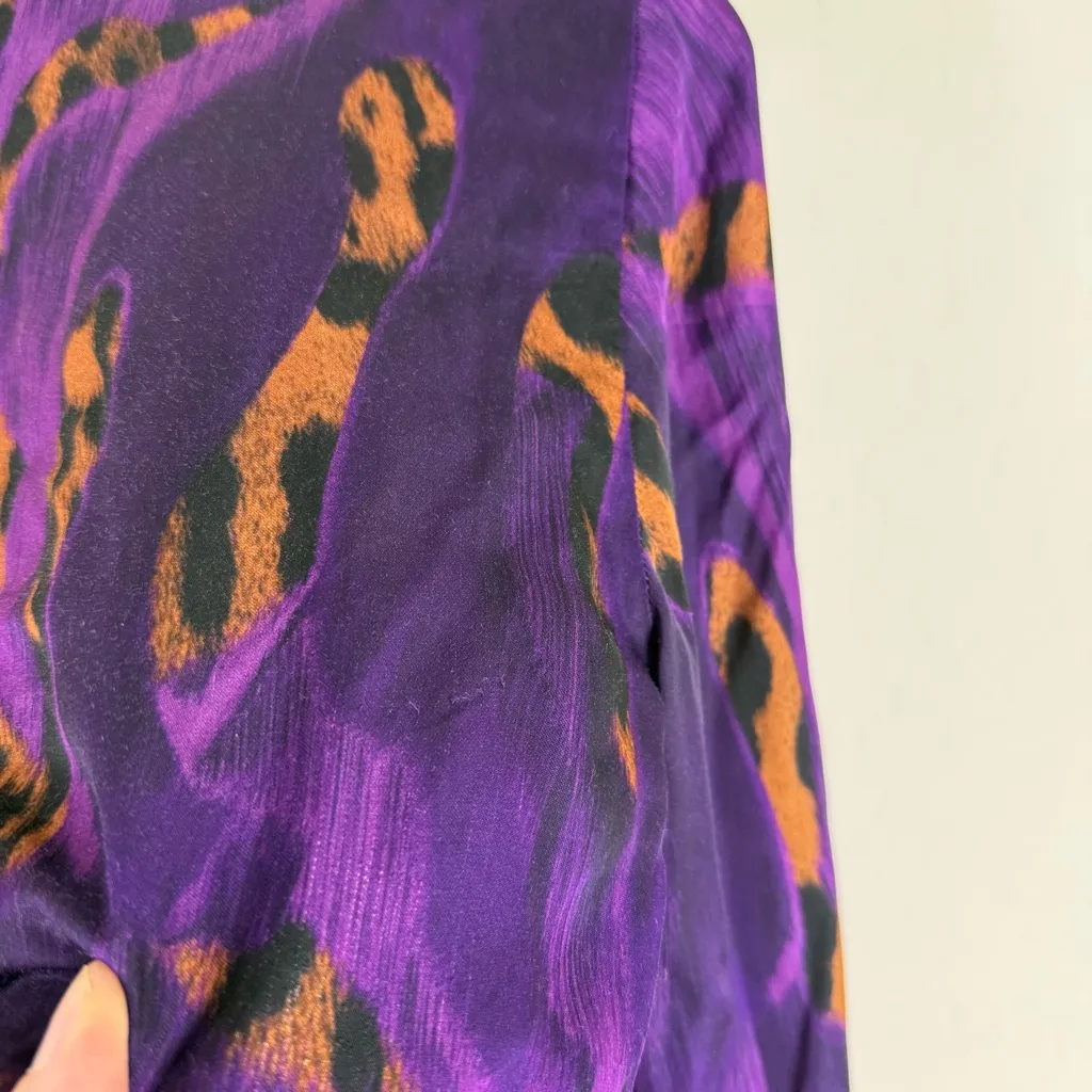 Just Cavalli  Purple Leopard Button Down Blouse - Image 11