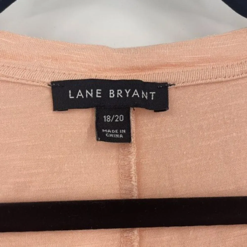 Lane Bryant‎ Women's Ruched Sleeve Stretch Crew Neck Top Peach Size 18/20 - Image 3