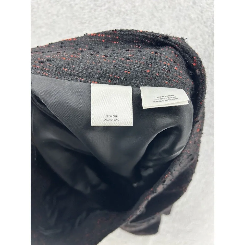 Nine West Women's A Line Skirt Black Red Boucle Tweed Size 12 Knit Wool Blend - Image 6