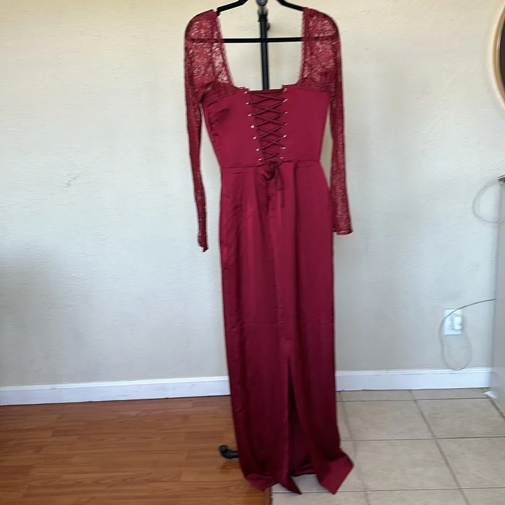 HOUSE‎ OF CB XS A-C  'Perdi' Berry Satin Maxi Dress with Corset NWOT size XS - Image 10