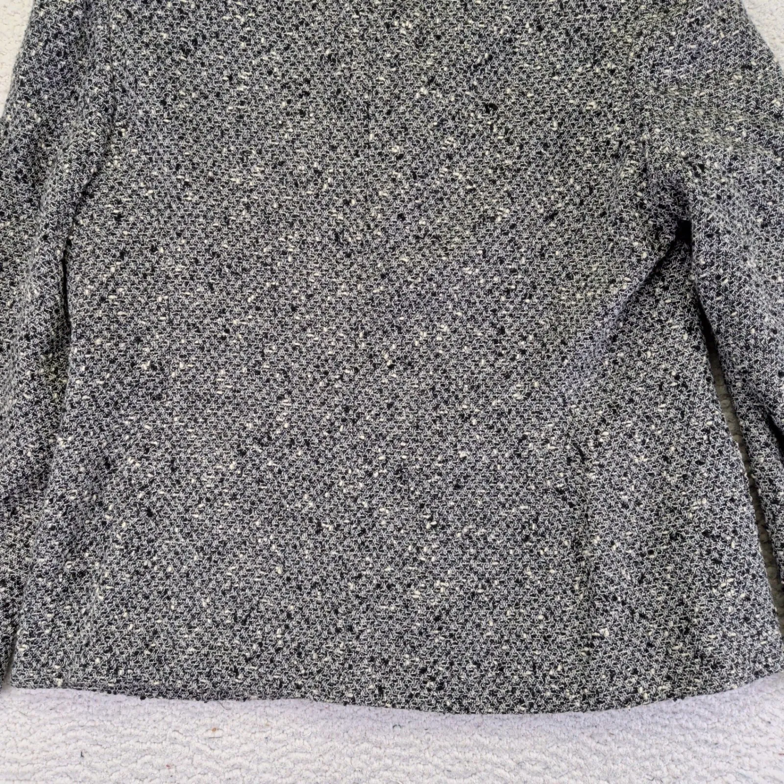 Vtg JONES WEAR Women's Blazer 14 Black White Tweed Collar Button Front Jacket - Image 6