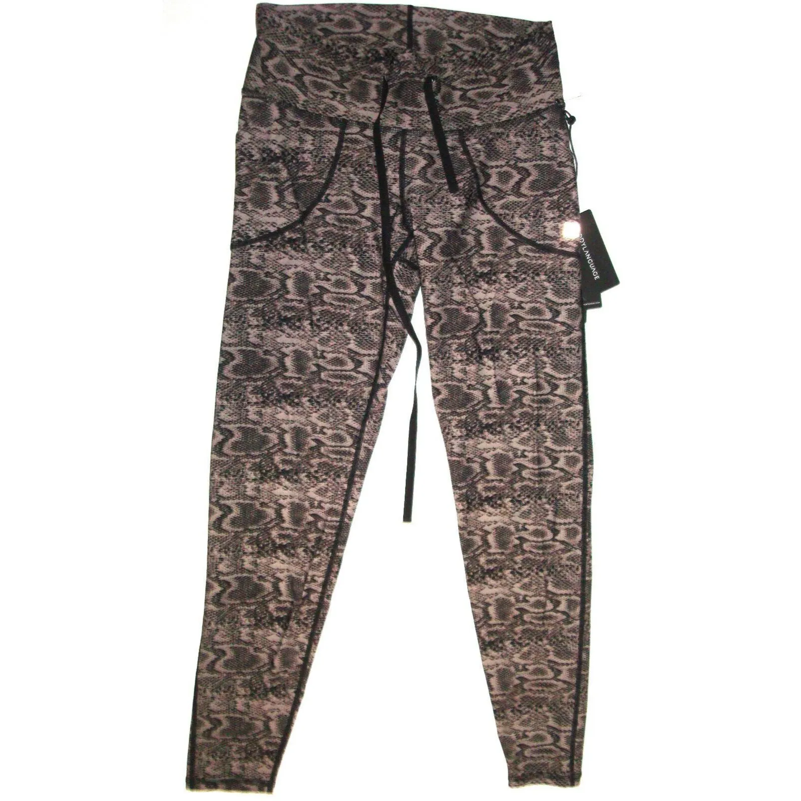 NWT Body Language Pants Yoga Workout L Womens Black Brown Snake Tan New Pilates Size L - Image 4