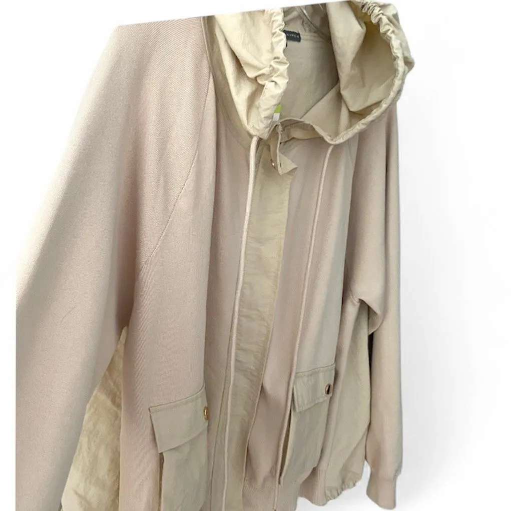 Elliott Lauren Cream Hooded Full Zip Knit Sleeve Jacket NWT Sz XL - Image 5