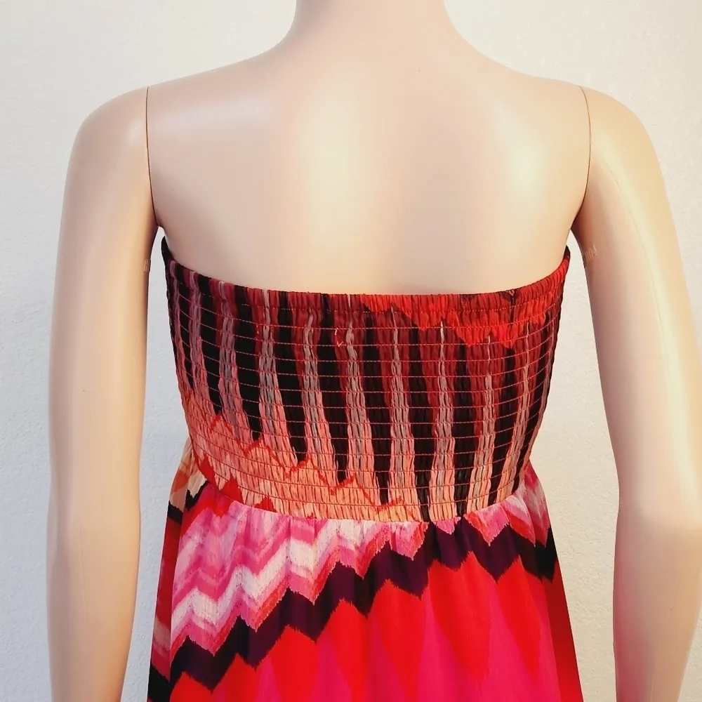 Lapis Strapless Sheer Lightweight Abstract Design Beach Summer Dress Size: L Size L - Image 6