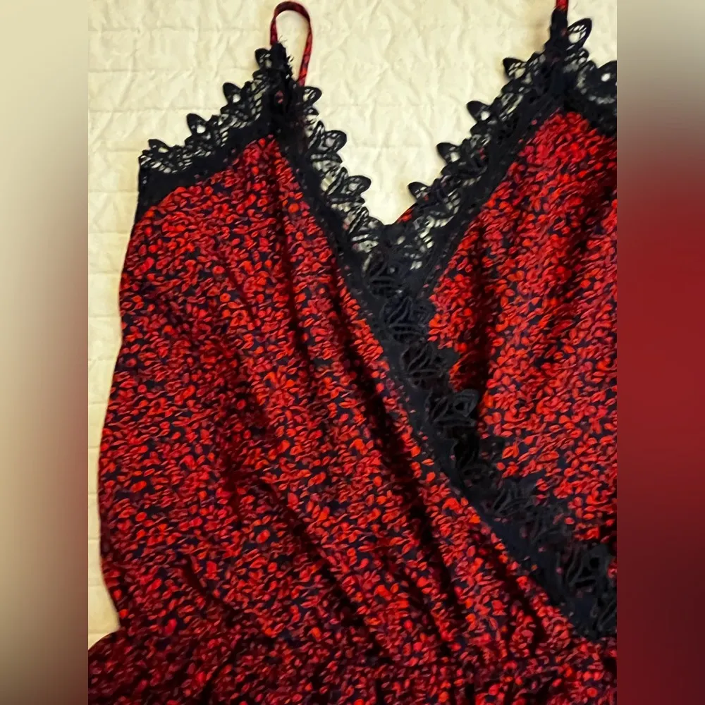 Active USA navy and red floral print romper nwot - Image 3