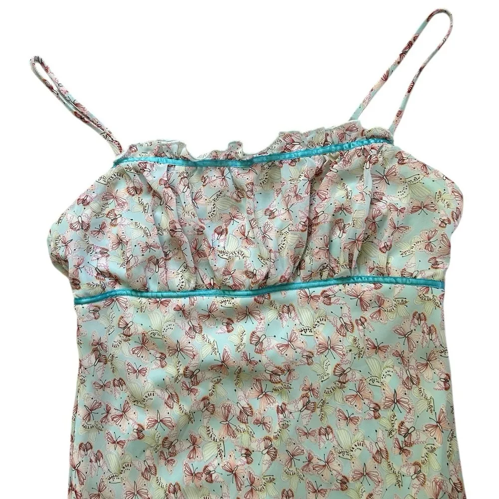 Vintage Y2K Whimsy Fairy Butterfly Tired Milkmaid Slip Midi Dress Size 6 Blue - Image 4