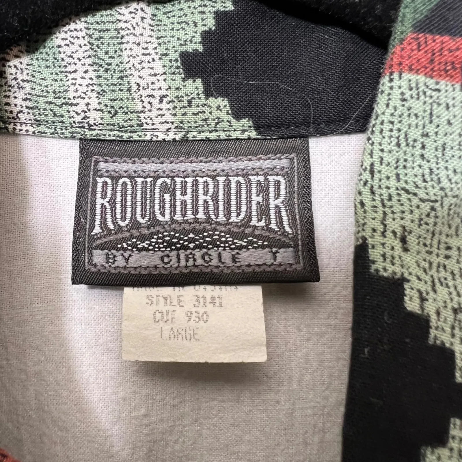 Vintage Roughrider Western Shirt Aztec‎ Print Button Up Long Sleeve Large White - Image 2