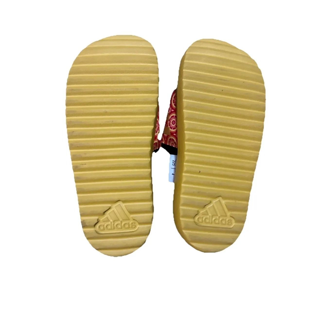 Adidas Platform‎ Slides Women's Size 5 Orange Pink Geometric Print Comfort - Image 5