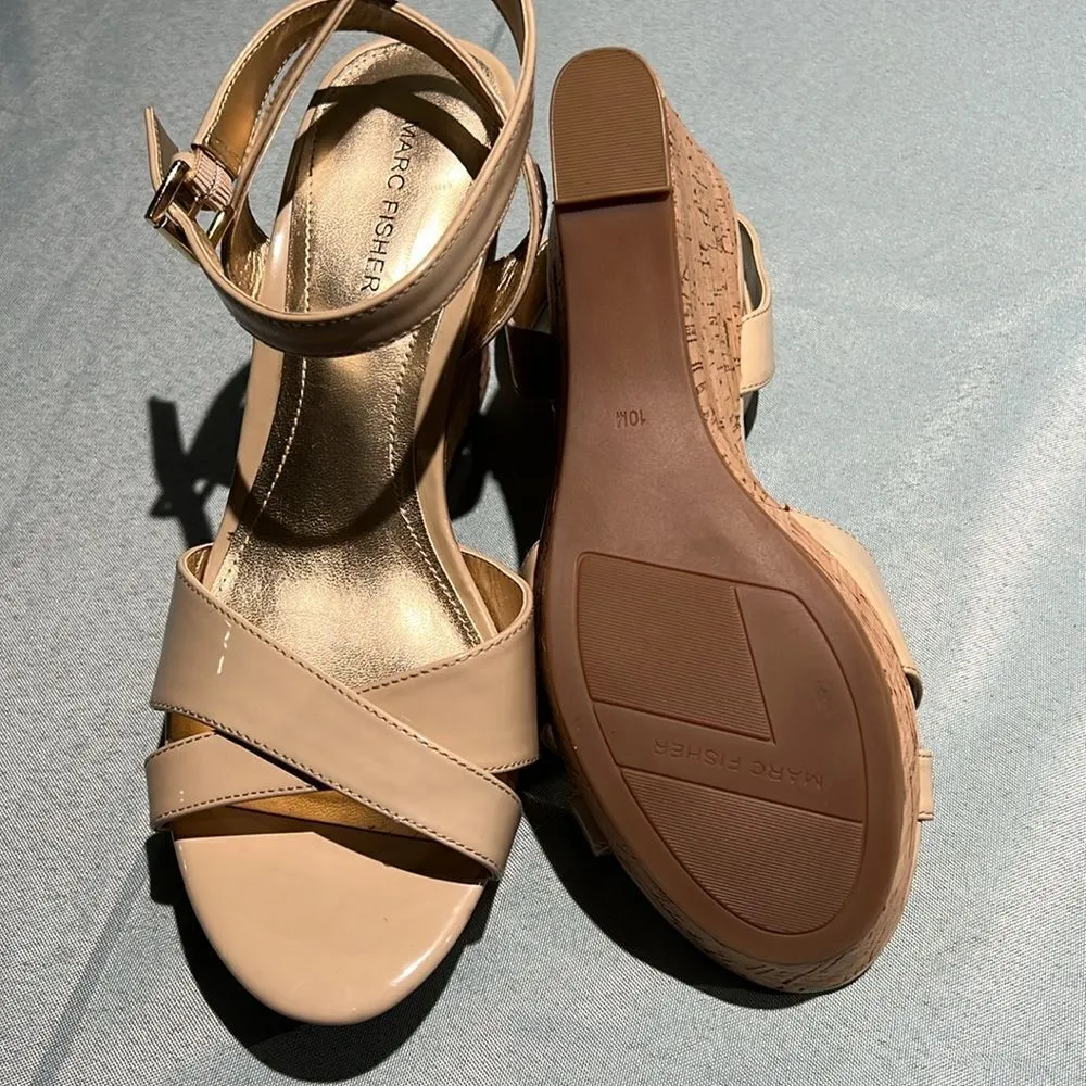 NWOB Marc‎ Fisher Wedge Sandals Size 10M.  B55 - Image 8