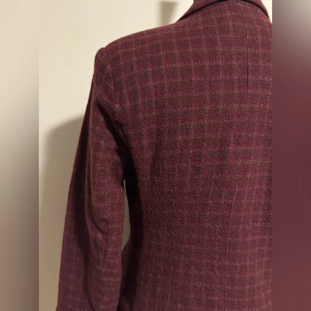 EUC Eddie Bauer Red Plaid Button Down Blazer with Pockets size small petite - Image 6