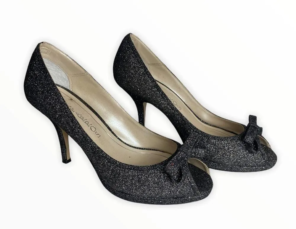 Caparros Silver Sparked Peep Toe Heels - Image 2