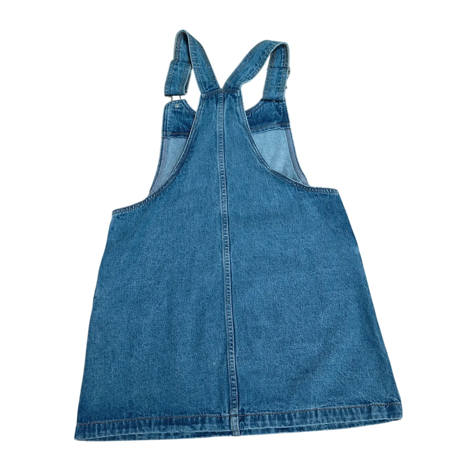 Forever 21 Denim Overalls Dress Junior’s Size Small Front Pockets Blue - Image 4