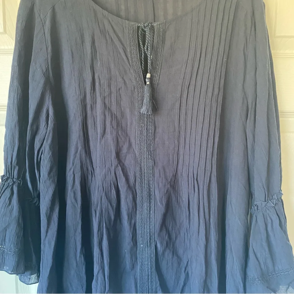 Jane and Delancey XL Tunic Blouse Navy Sheer Whimsigoth Witchy Fairy Grunge Boho - Image 3